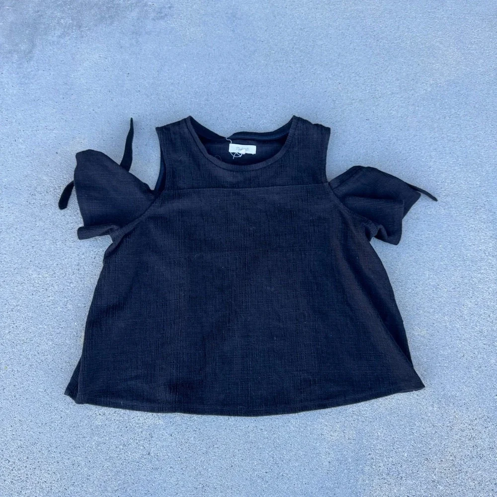 Madewell Women's‎ Black Short Sleeve Blouse Top Size Medium